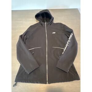 New Balance Womens Hooded Jacket M Black Polyester Stetch Zip Pockets